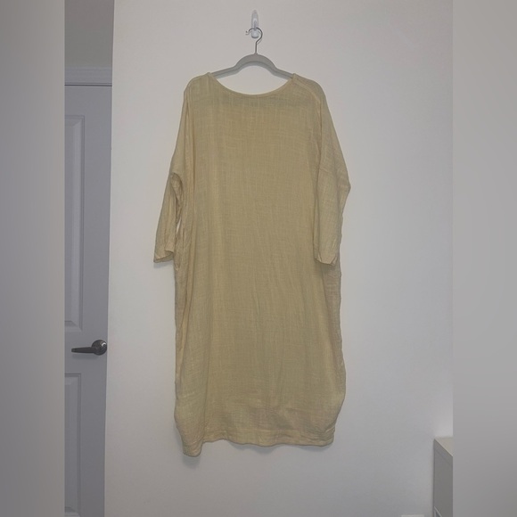 Black Crane Cotton Gauze Oversized lagenlook dress OS S minimalist long sleeve - Picture 2 of 8